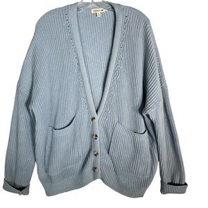 Toad&Co Bianca Button Cardigan Sweater Pockets Organic Cotton Lt Blue